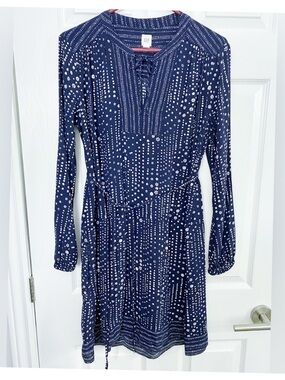 GAP Navy and White Long Sleeve Dress
